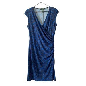Lauren Ralph Lauren Faux Wrap Dress Sz 12 Blue Mature Career